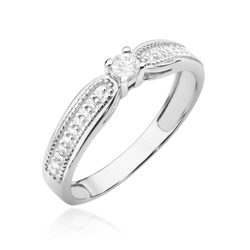 Pierścionek z białego złota z brylantami 0,17ct Galaktyki Relove - Rozmiar 15