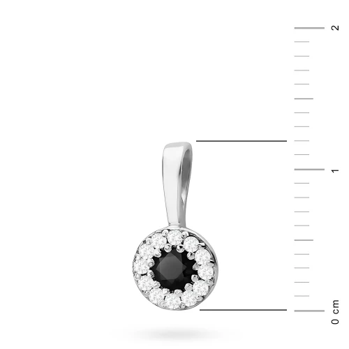 Elegancka złota zawieszka oprawa Halo  z czarnym diamentem 0,12ct i brylantami z białego złota