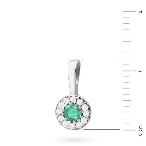 Elegancka złota zawieszka oprawa Halo ze  szmaragdem 0,15ct z białego złota