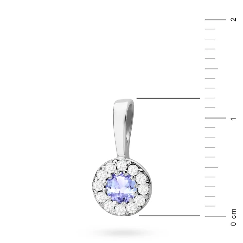 Elegancka złota zawieszka oprawa Halo  z tanzanitem 0,15ct z białego złota