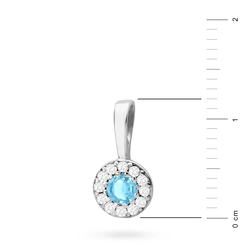 Elegancka złota zawieszka oprawa Halo  z topazem Swiss 0,15ct z białego złota