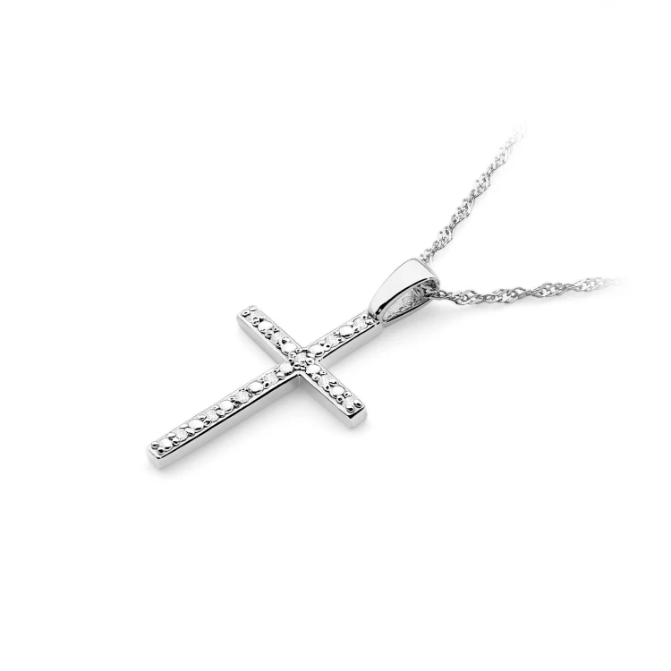Krzyżyk z brylantami 0,05ct z białego złota 585 D0004.B3.DIW.01 marko