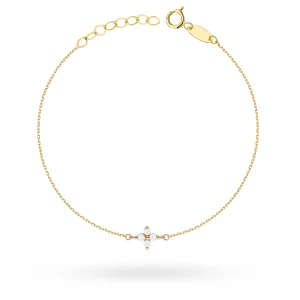 Złota bransoletka kwiatek cyrkonia na  łańcuszku Soledo