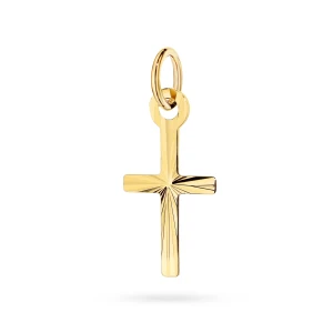 Złoty krzyżyk minimalistyczny  diamentowany