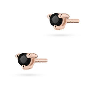 Kolczyki z różowego złota z czarnymi  brylantami 0,08ct klasyczne basic