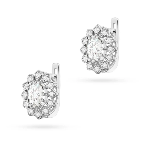 Kolczyki z białego złota w kształcie kwiatu diamenty laboratoryjne Lab Diamonds K0354.B3.LDW.01 marko