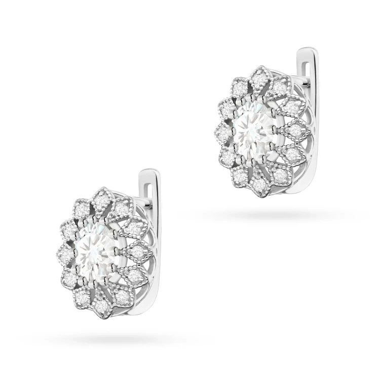 Kolczyki z białego złota w kształcie kwiatu diamenty laboratoryjne Lab Diamonds K0354.B3.LDW.01 marko