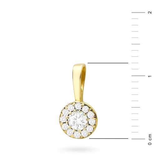 Elegancka złota zawieszka oprawa Halo  z diamentem laboratoryjnym Lab Diamonds 0,12ct z żółtego złota