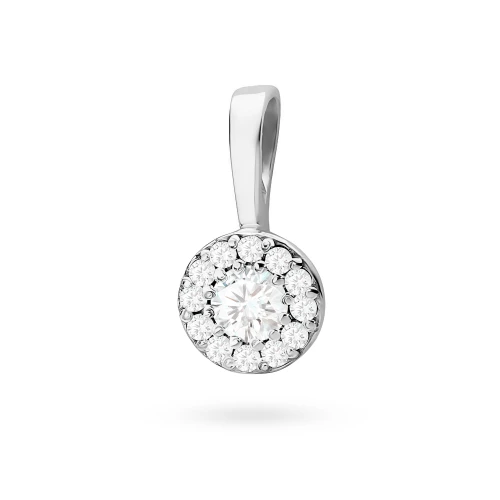 Elegancka złota zawieszka oprawa Halo z diamentem laboratoryjnym Lab Diamonds 0,12ct z białego złota