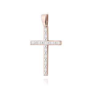 Krzyżyk z brylantami 0,05ct z różowego złota 585