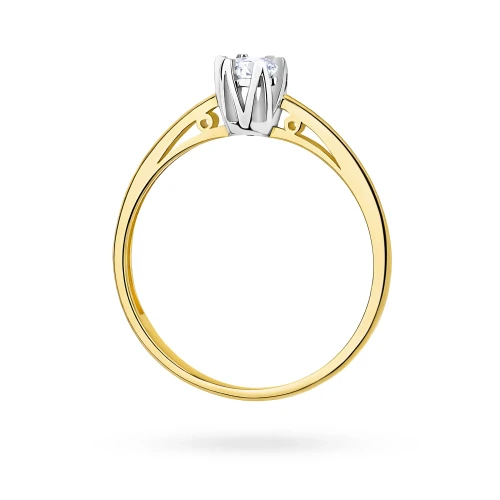 Złoty pierścionek zaręczynowy brylant 0,15ct Klasyka