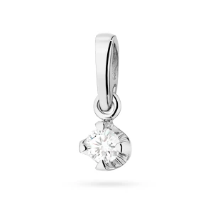 Zawieszka z białego złota klasyczna  pojedynczy brylant 0,08ct