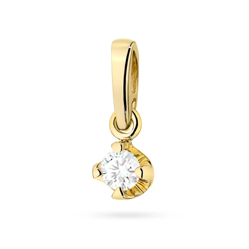 Zawieszka ze złota klasyczna pojedynczy brylant 0,08ct
