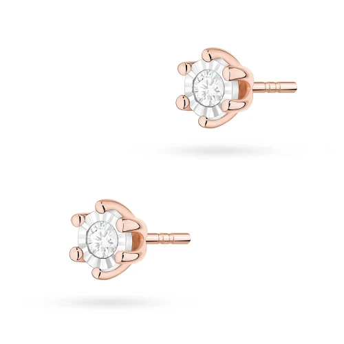 Klasyczne kolczyki sztyft z diamentami różowe złoto 2 x 0,08ct K0222.R3.DIW.05 marko