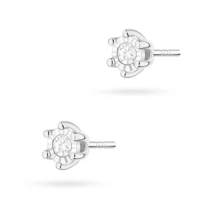 Klasyczne kolczyki sztyft z diamentami  2 x 0,08ct białe złoto