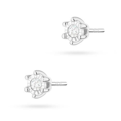 Klasyczne kolczyki sztyft z diamentami  2 x 0,08ct białe złoto