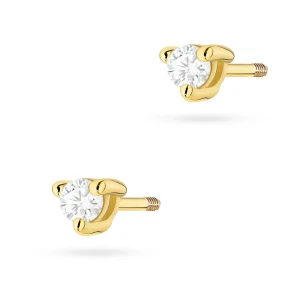 Złote kolczyki z brylantami 0,08ct  klasyczne basic sztyft zakręcany