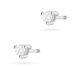 Kolczyki z białego złota z brylantami     0,08ct klasyczne basic sztyft zakręcany