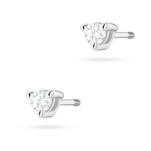 Kolczyki z białego złota z brylantami     0,08ct klasyczne basic sztyft zakręcany