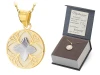 Złoty komplet zawieszka diamentowany kwiatek z masą perłową na łańcuszku Z374-585-B-L158 marko