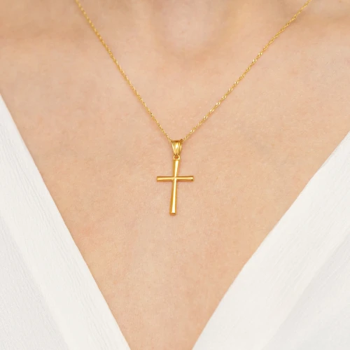 Minimalistyczny mały srebrny pozłacany  krzyżyk 925