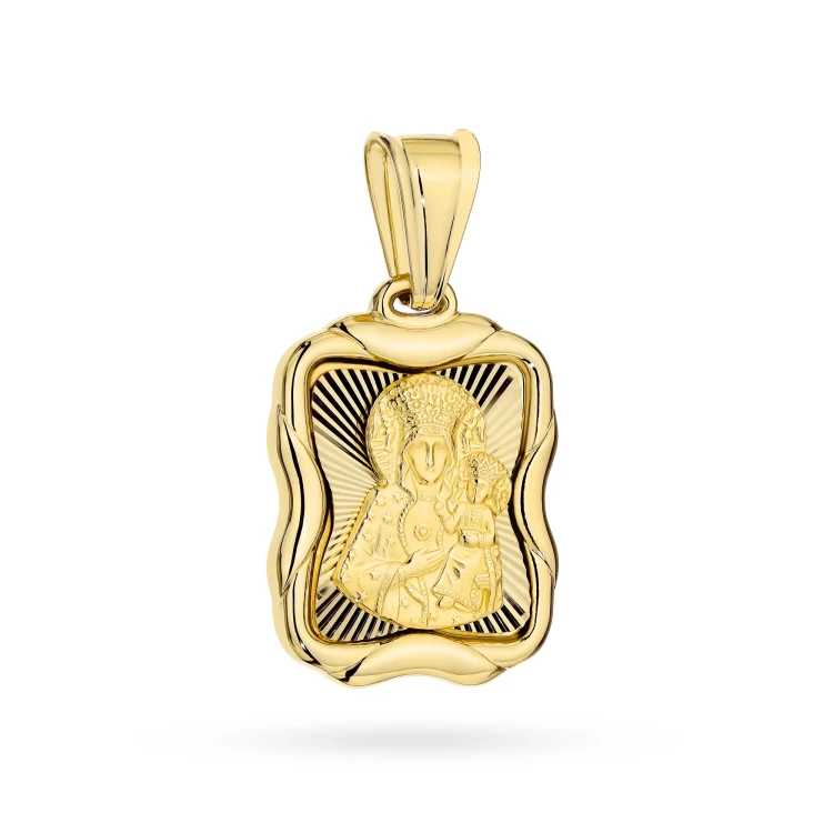 Złoty diamentowany medalik Matka Boska Częstochowska w ozdobnej oprawie MD-GW-158-585 marko