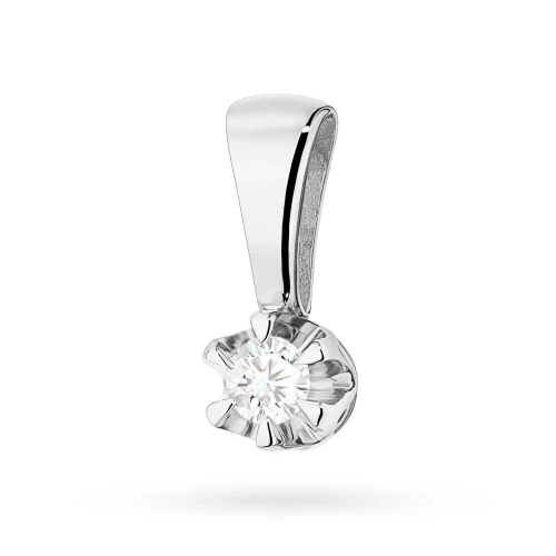 Zawieszka z białego złota klasyczna pojedynczy brylant 0,12ct