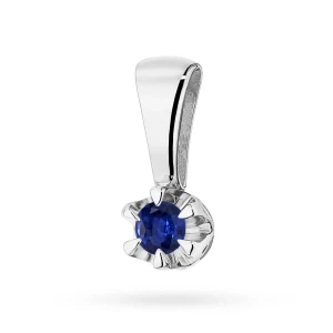 Klasyczna złota zawieszka pojedynczy  szafir 0,15ct białe złoto