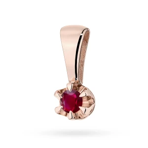 Klasyczna złota zawieszka pojedynczy  rubin 0,15ct różowe złoto