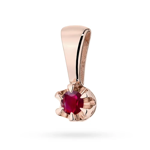 Klasyczna złota zawieszka pojedynczy  rubin 0,15ct różowe złoto