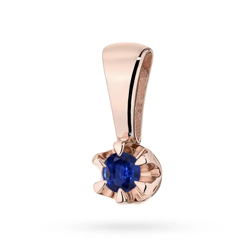 Klasyczna złota zawieszka pojedynczy  szafir 0,15ct różowe złoto