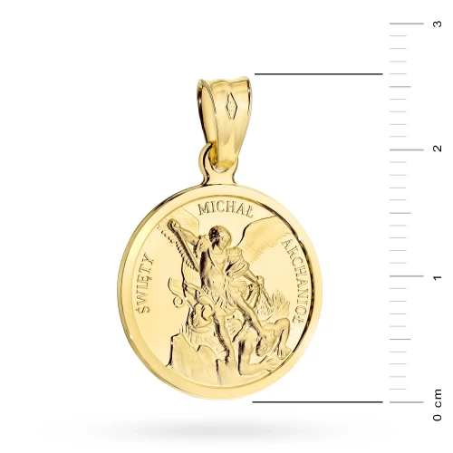 Złoty medalik okrągły Święty Michał Archanioł  MD-GW-167-585 marko