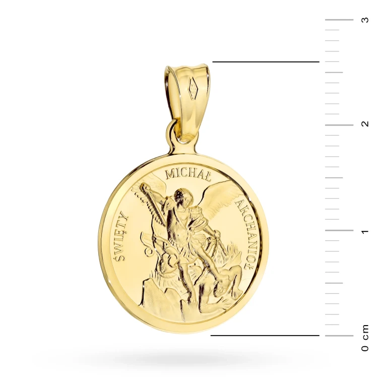 Złoty medalik okrągły Święty Michał Archanioł  MD-GW-167-585 marko