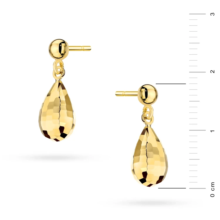 Złote kolczyki diamentowane krople łezki kulki Jeso K-GW-1081-585 marko