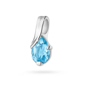 Zawieszka z białego złota łezka kropelka  topaz Swiss