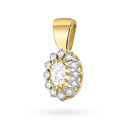 Zawieszka ze złota kwiatek markiza  z diamentami laboratoryjnymi Lab Diamonds