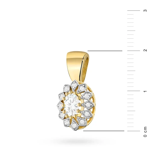 Zawieszka ze złota kwiatek markiza  z diamentami laboratoryjnymi Lab Diamonds