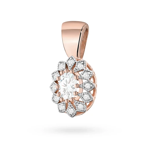 Zawieszka z różowego złota kwiatek  markiza z diamentami laboratoryjnymi Lab Diamonds