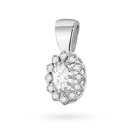 Zawieszka z białego złota kwiatek  markiza z diamentami laboratoryjnymi Lab Diamonds