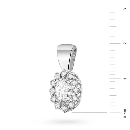 Zawieszka z białego złota kwiatek  markiza z diamentami laboratoryjnymi Lab Diamonds