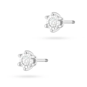 Klasyczne kolczyki sztyft z diamentami  2 x 0,08ct białe złoto sztyft zakręcany