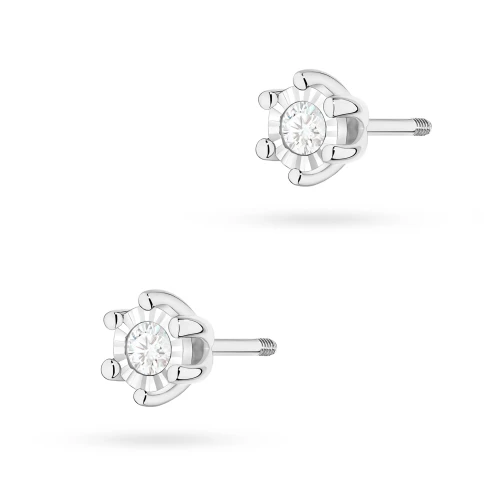 Klasyczne kolczyki sztyft z diamentami  2 x 0,08ct białe złoto sztyft zakręcany