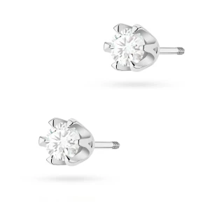 Kolczyki z białego złota z dużymi  brylantami klasyczne basic 2 x 0,25ct sztyft zakręcany