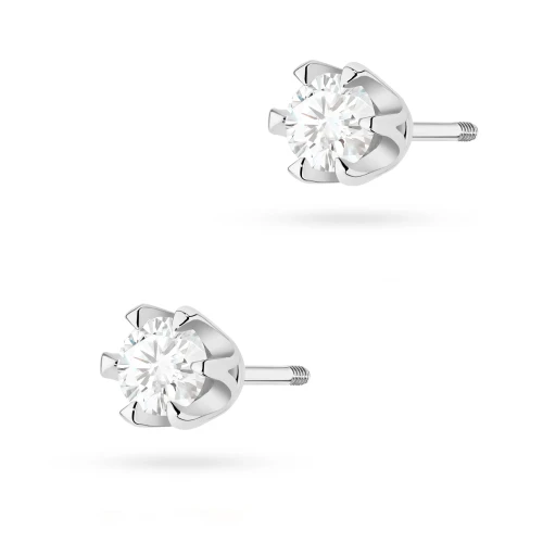 Kolczyki z białego złota z dużymi  brylantami klasyczne basic 2 x 0,25ct sztyft zakręcany