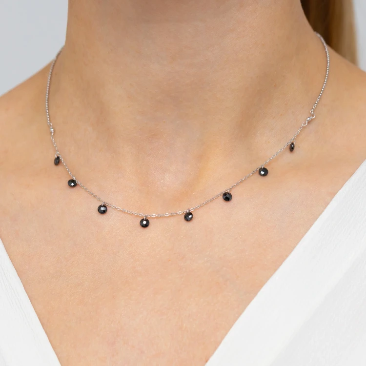 Srebrny naszyjnik choker czarne cyrkonie Kleur N455-925 marko