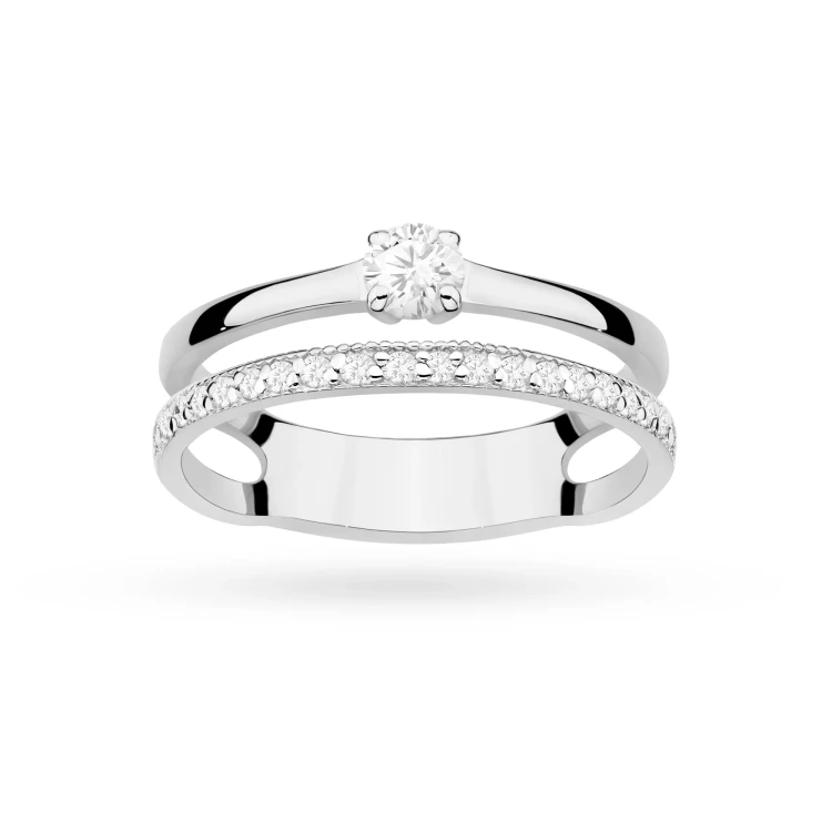 Podwójny pierścionek obrączka z diamentami laboratoryjnymi Lab Diamonds białe złoto W0674.B3.LDW.01 marko