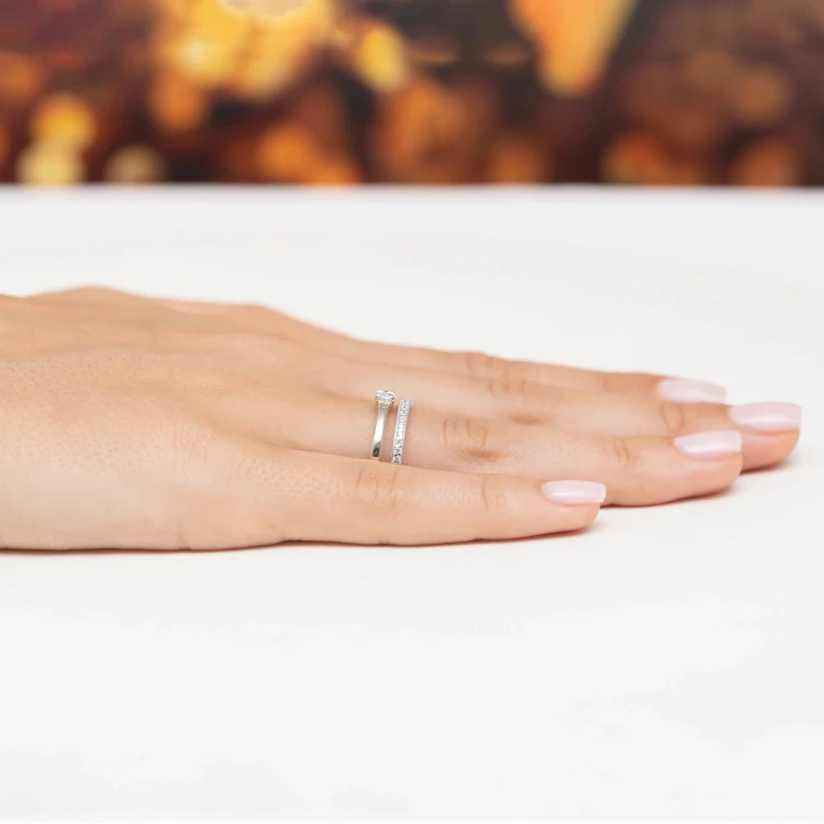 Podwójny pierścionek obrączka z diamentami laboratoryjnymi Lab Diamonds białe złoto W0674.B3.LDW.01 marko