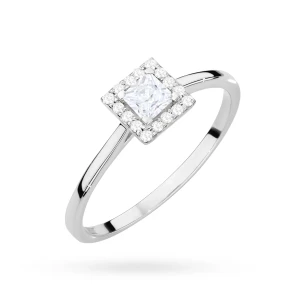 Zaręczynowy pierścionek z białego złota  diament laboratoryjny Princessa w kwadratowej oprawie Lab Diamonds