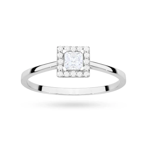 Zaręczynowy pierścionek z białego złota diament laboratoryjny Princessa w kwadratowej oprawie Lab Diamonds W0590.B3.LDW.01 marko