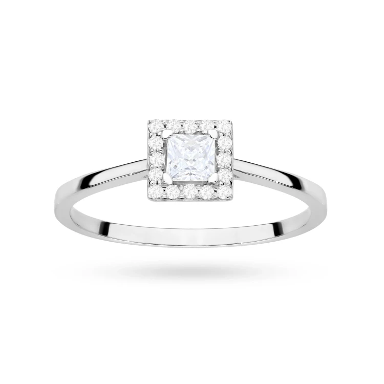Zaręczynowy pierścionek z białego złota diament laboratoryjny Princessa w kwadratowej oprawie Lab Diamonds W0590.B3.LDW.01 marko